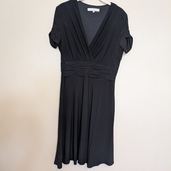 Evan Picone Little Black Dress short sleeve 12 EUC cummerbund waist - Picture 2 of 12